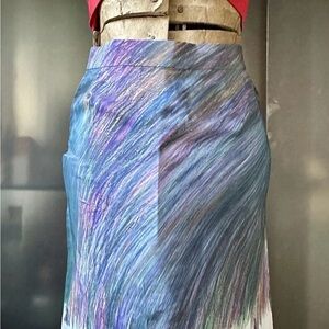 Clements Ribeiro Museum Of Everything rare art blue purple white silk skirt S/M
